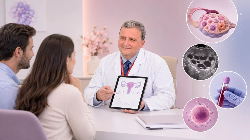 Prof. Dr. Ahmet Zeki Işık embriyo gelişimi ve tedavi planını tablet üzerinden anlatıyor